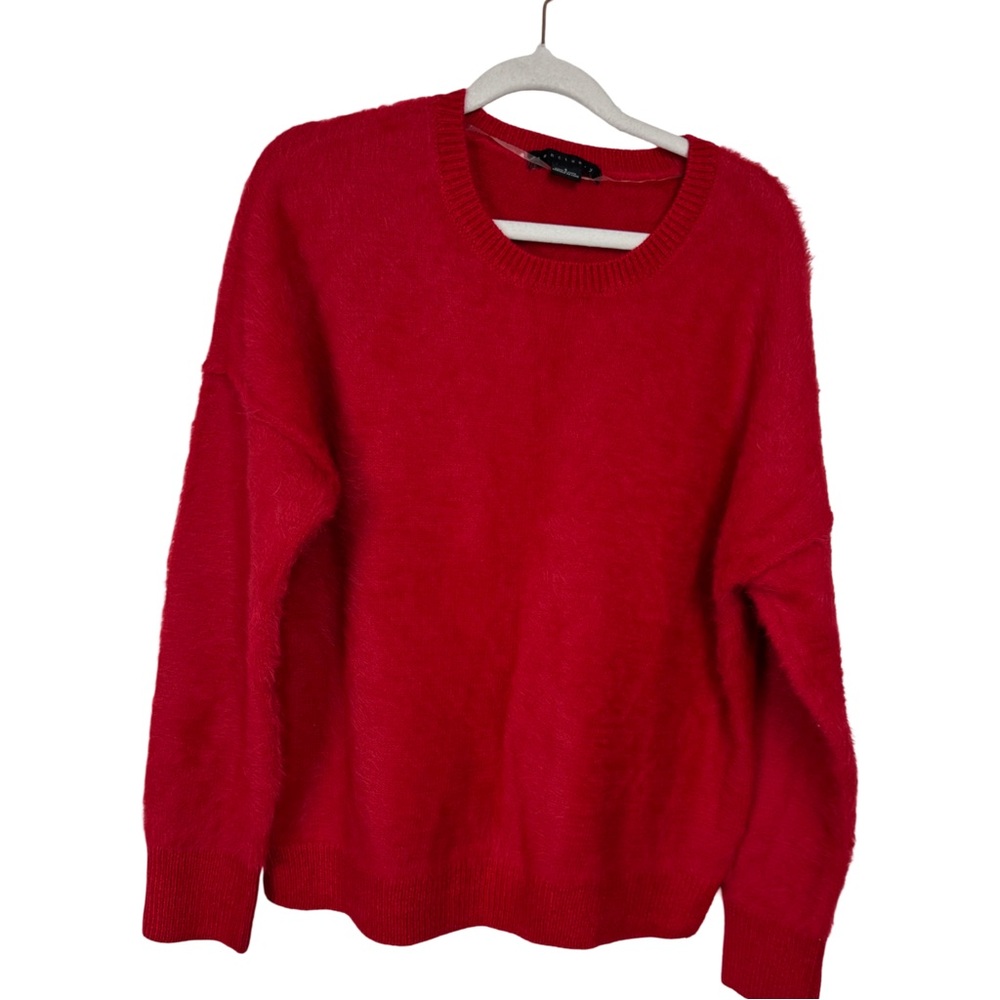 Sanctuary Long Sleeve Oversized Crewneck Eyelash Sweater Red Womens Size Small